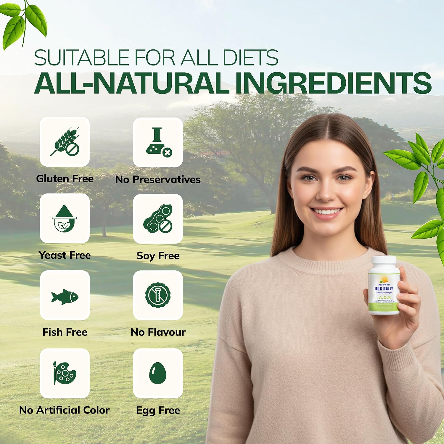 Daily Vites ADK Complemento de Vitaminas A, D3 y K2 (MK-7) – 90 Cápsulas