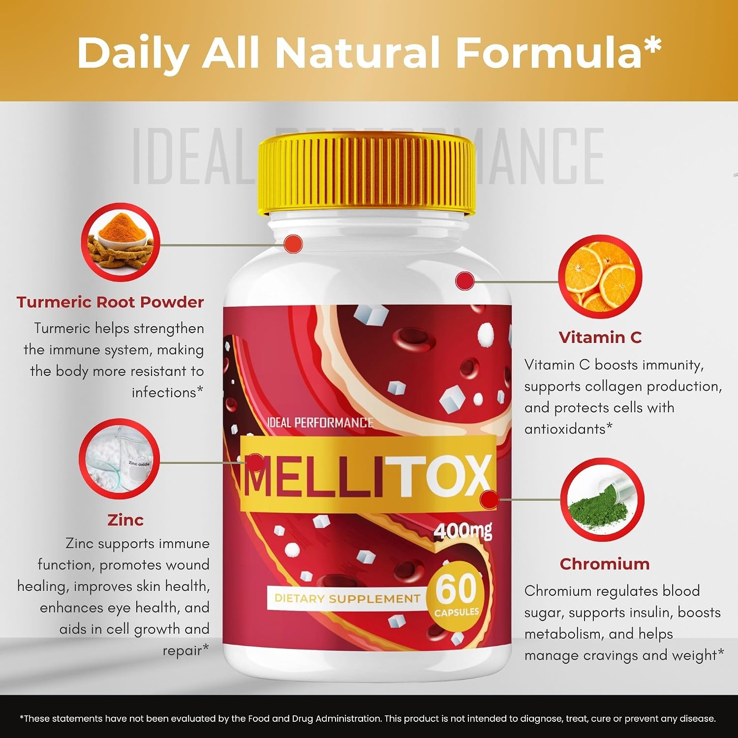 MelliTox Capsules, Overall Health and Wellness Supplement Pills - Maximum Strength, MelliTox All Natural Formula Pills, Advanced Health Support Reviews (5 Pack)