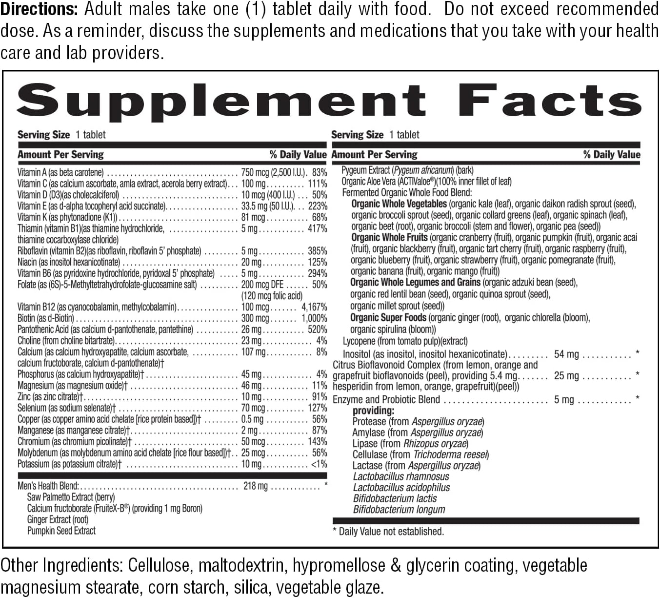 Country Life Core Daily-1 for Men - Multivitamin with Probiotics, Saw Palmetto & Coenzymated B Vitamins - 60 Tablets