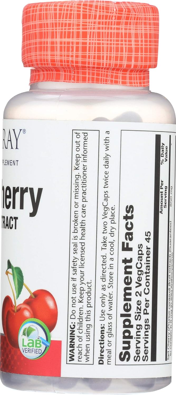 SOLARAY Extracto de Cereza Ácida 425mg | 90 Cápsulas | Concentrado con Antocianinas