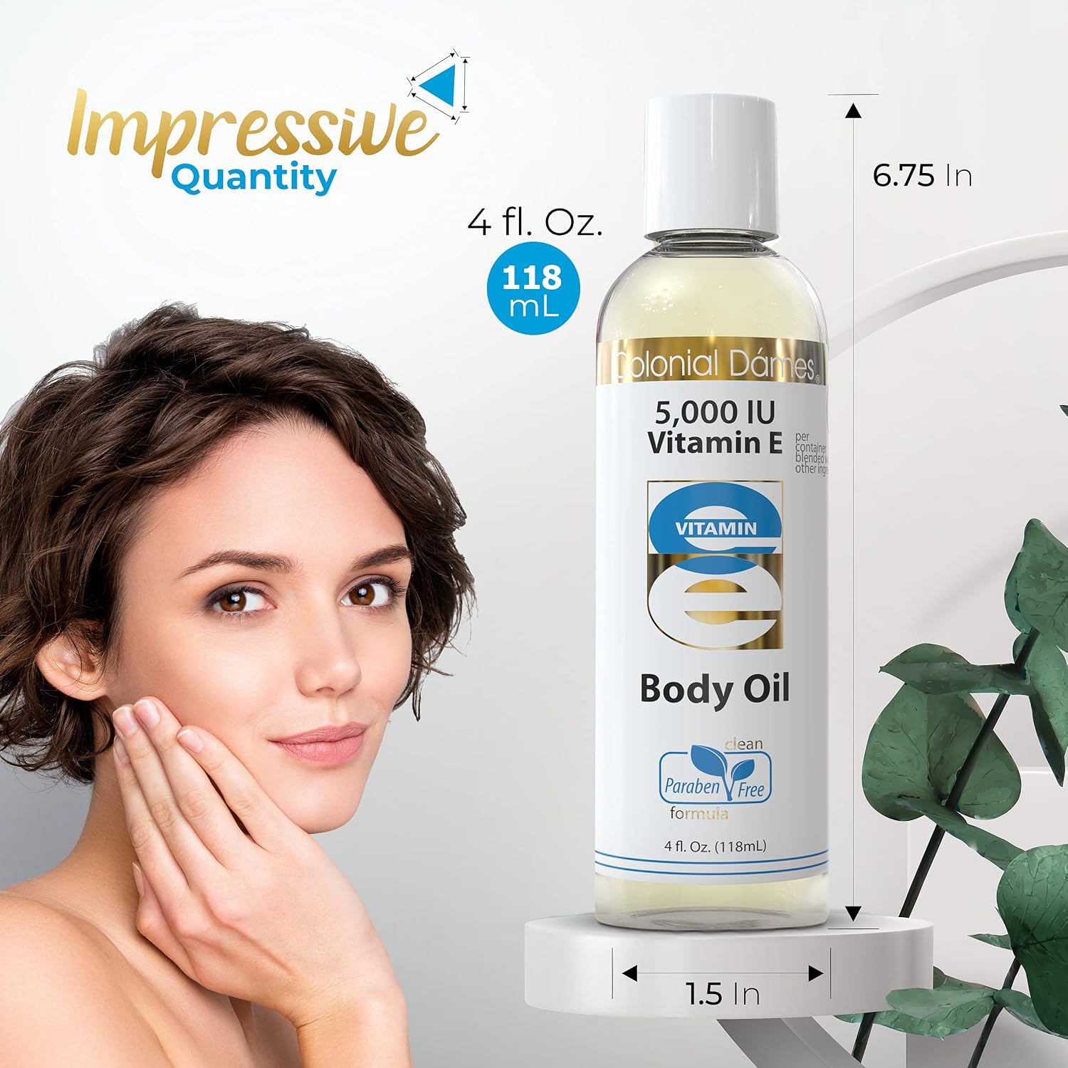 Colonial Dames Aceite Corporal de Vitamina E 5.000 UI - Aceite Terapéutico para Todo el Cuerpo
