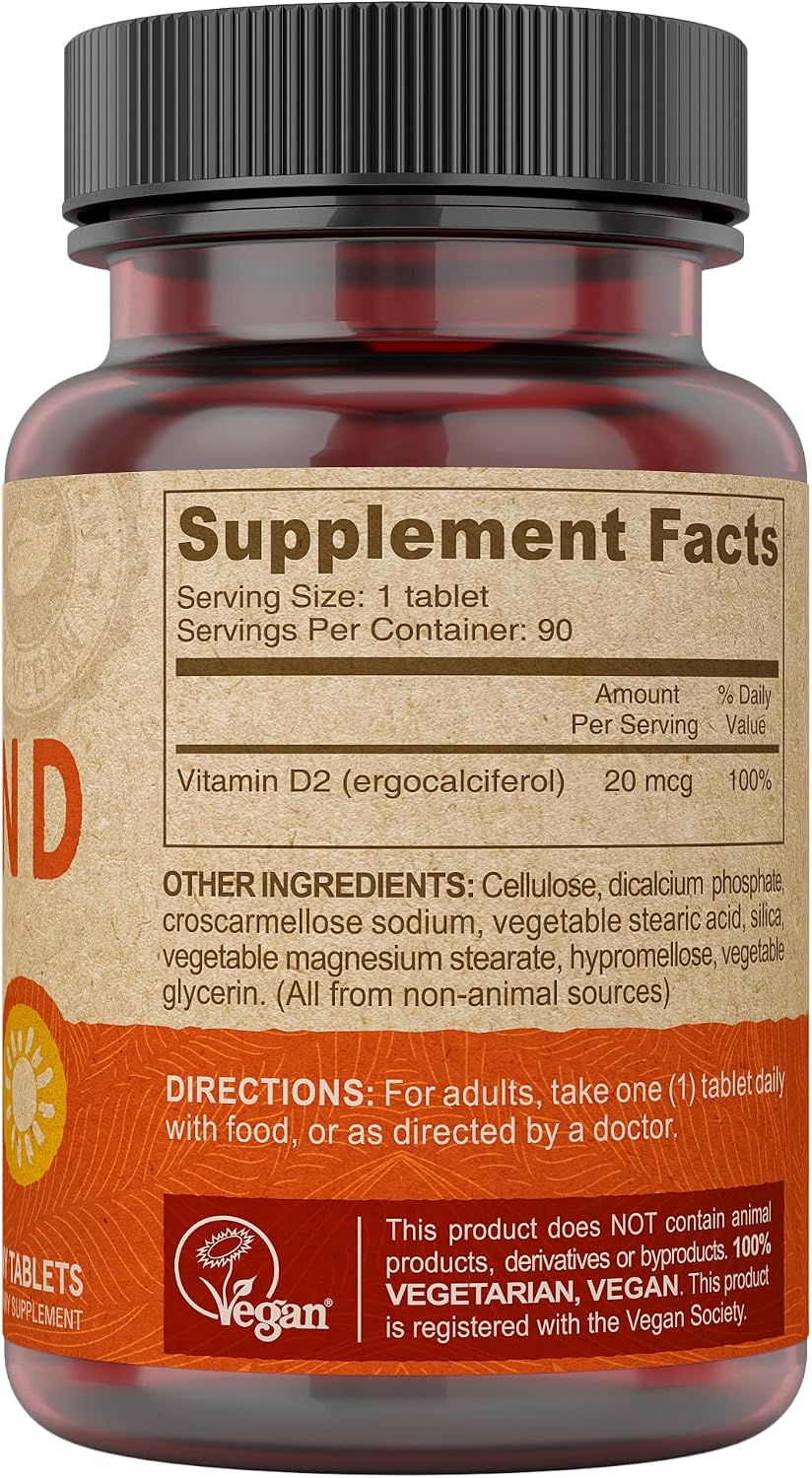 DEVA Vitamina D2 800 UI - Suplemento Vegano, 90 Comprimidos