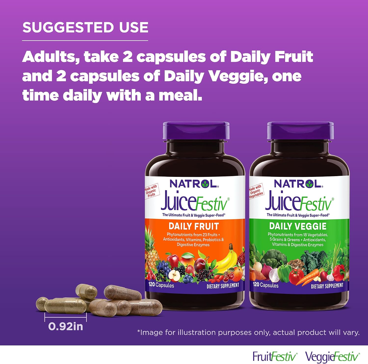 Natrol JuiceFestiv Fruit & Veggie - 120 Capsules (2 Bottles)