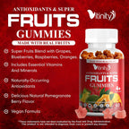 VITINITY Gominolas de Frutas y Verduras Reales - Suplemento Superfood Vegano para Mujeres, Hombres y Niños (60 Días)