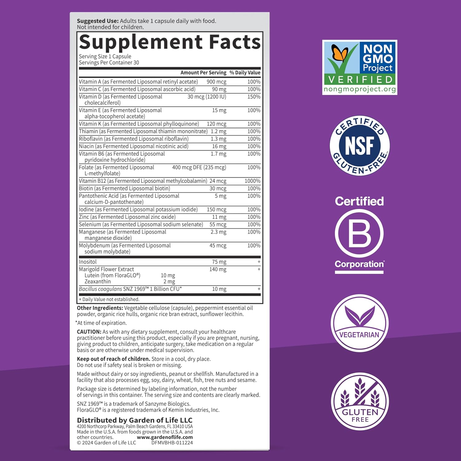 Garden of Life Multi+ Brain Health - Multivitamínico memoria y enfoque, 30 cápsulas