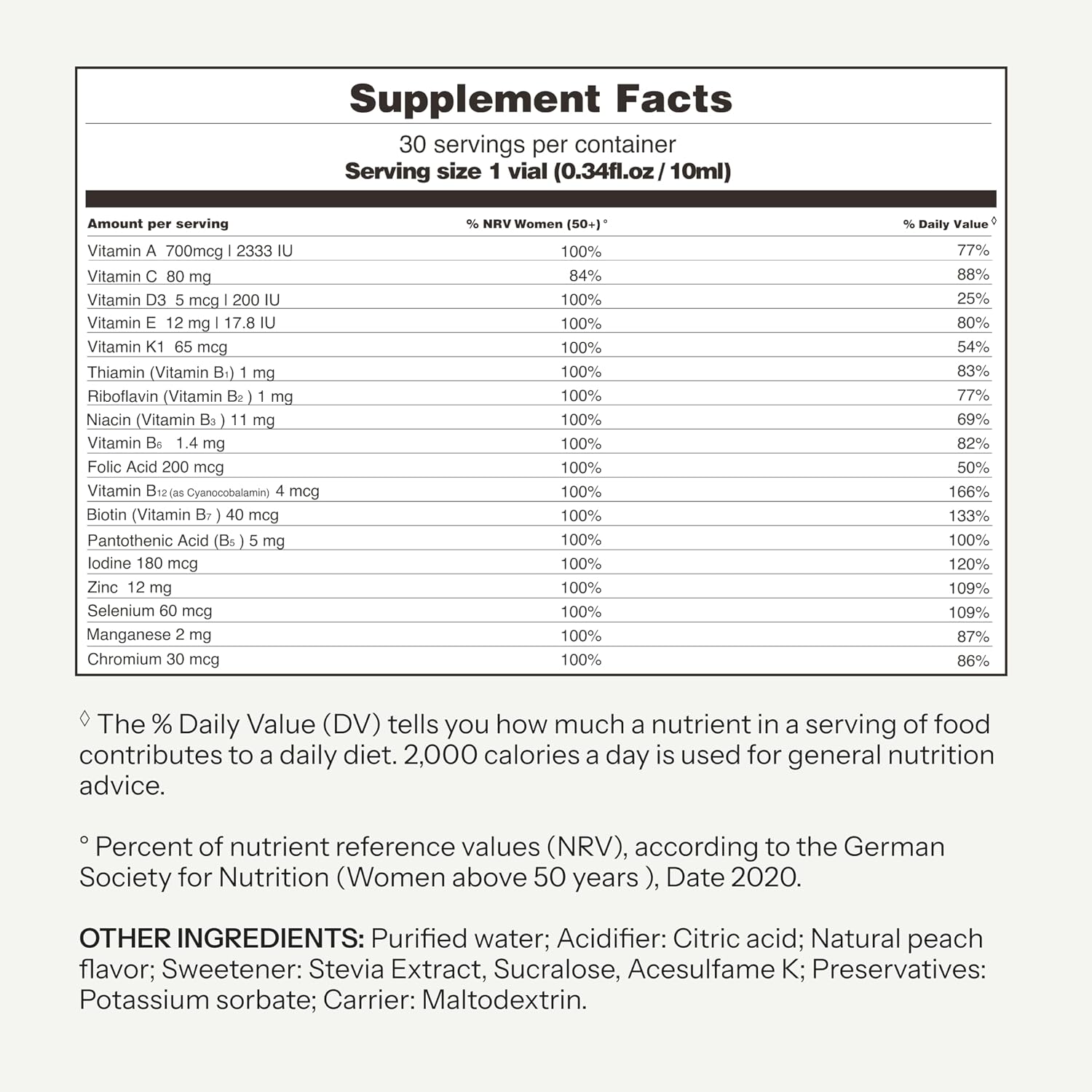 Vitabaum® Multivitamin 50+ para Ella - Sistema Twist and Mix™ - 30 Viales de 10ml - Vegano