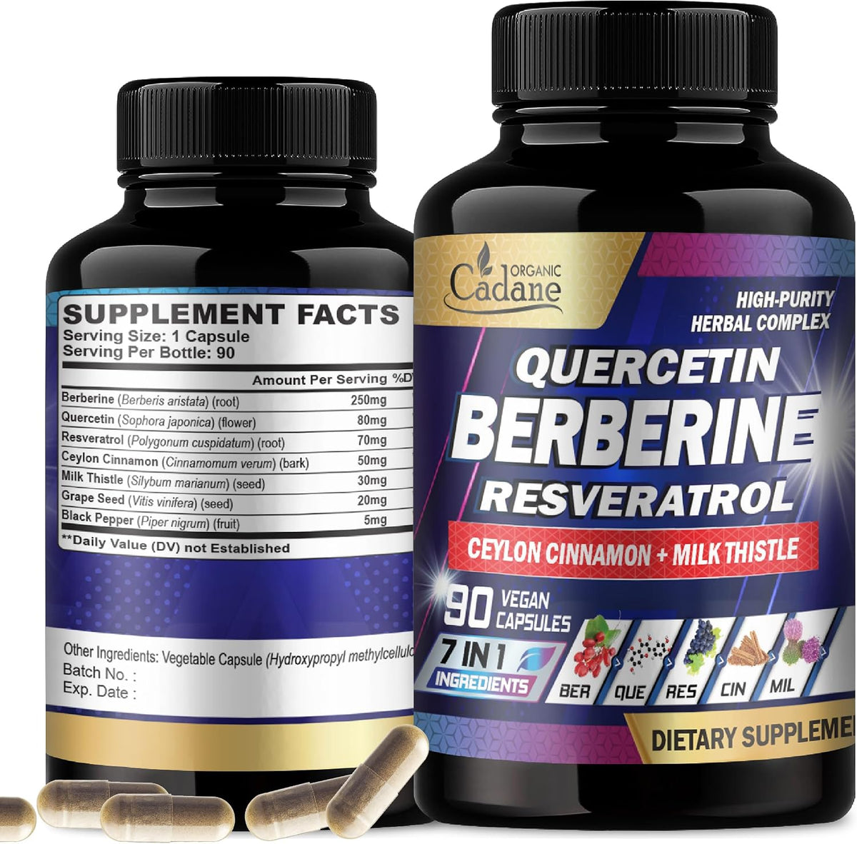 Organic Cadane Berberina 7en1 - 90 Cápsulas – Berberina: Un alcaloide presente en plantas como el sello de oro y – Image 1