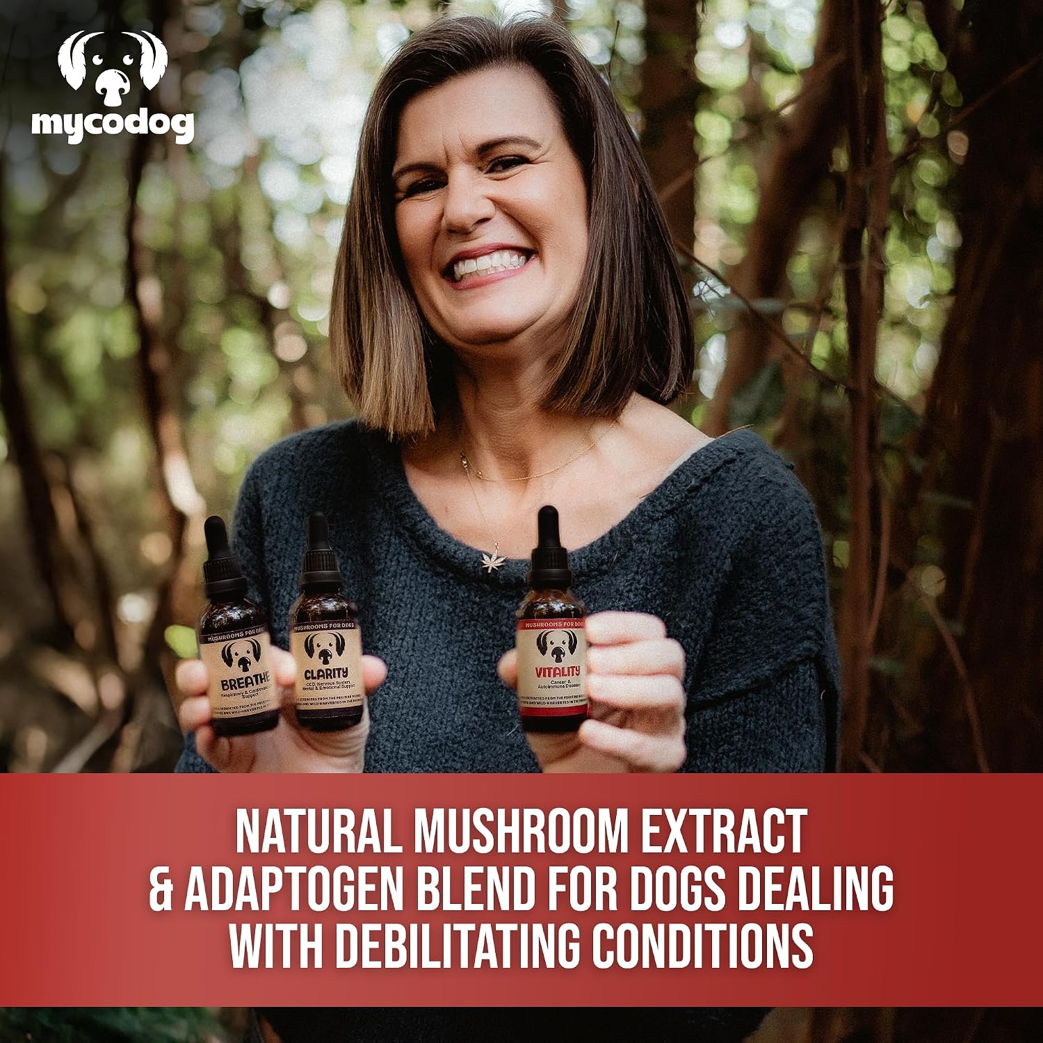 MycoDog Vitality - 20-in-1 Mushroom & Adaptogen Supplement for Dogs - Immune Health, Senior Dog, & Daily Wellness Support - Turkey Tail Mushroom for Dogs, Reishi, Chaga
