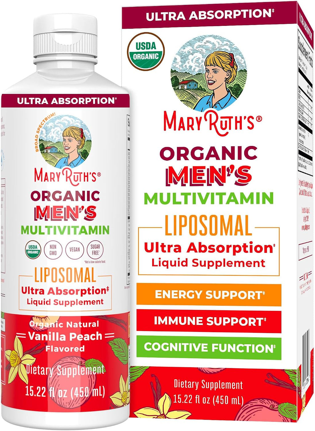 MaryRuth's Multivitamínico Liposomal para Hombres - Líquido Sin Azúcar, Vegano, 450 ml