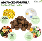 Deley Naturals Skin & Coat Chews - Suplemento para perros con Omega 3, Biotina, Colágeno y Vitaminas - 90 chews