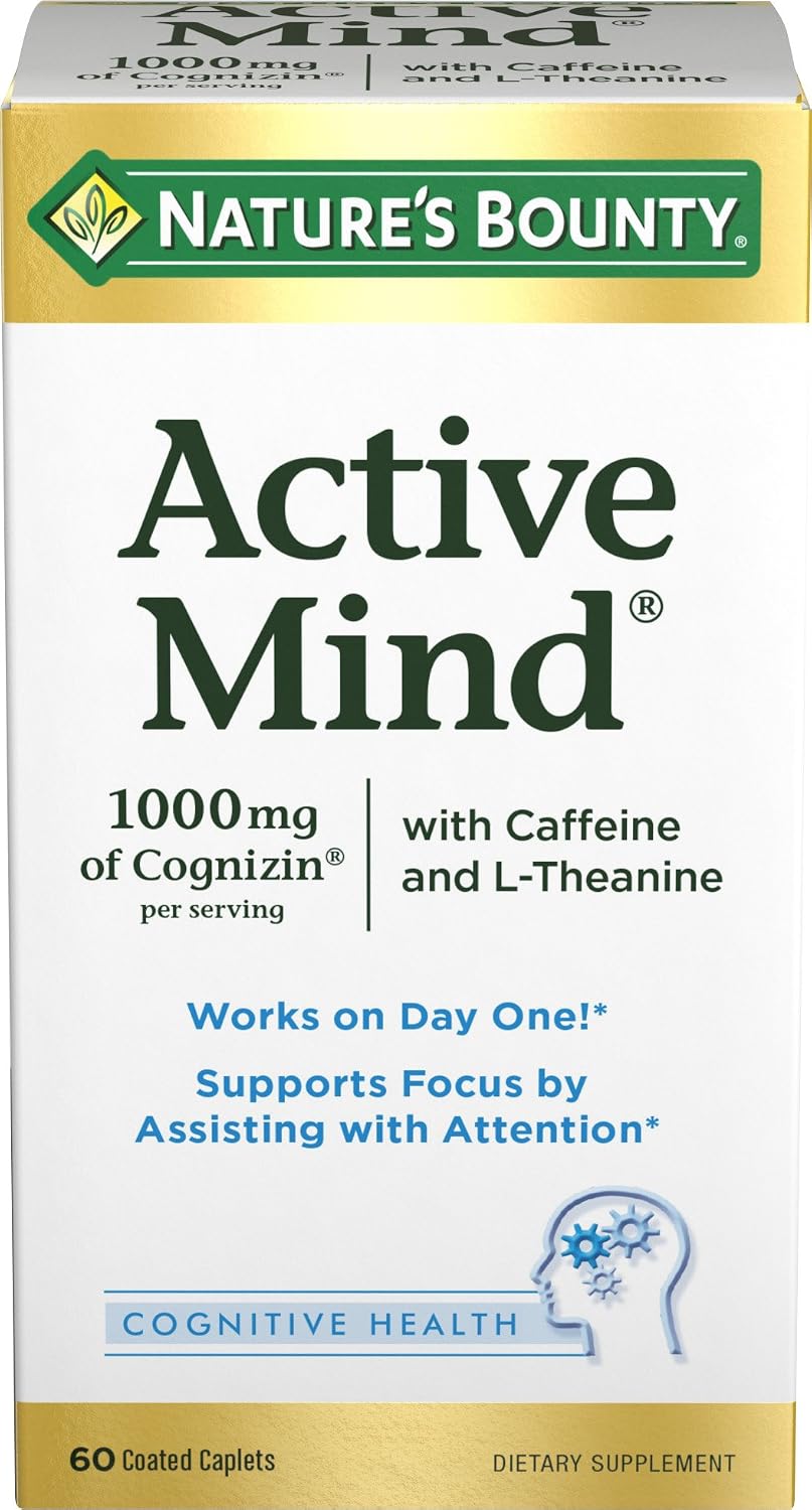 Nature's Bounty Active Mind - Suplemento para la Concent Concentración, 60 Comprimidos