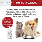 Pure Wild Alaskan Salmon Oil for Dogs - 16 oz - Sabor a Carne de Res - Aceite de Salmón para Perros