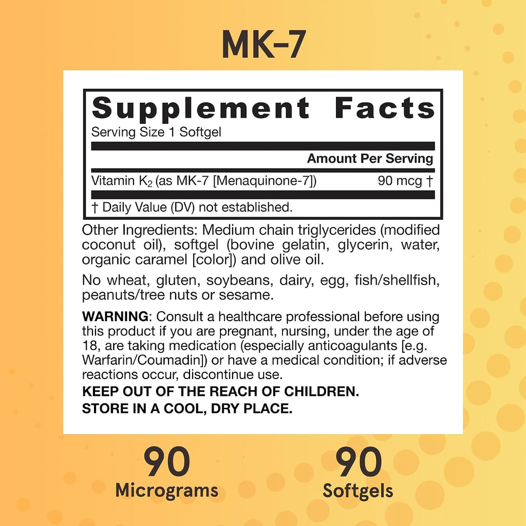 Jarrow Formulas MK-7 90 mcg, 90 Softgels - Vitamina K2 (Menaquinona-7)