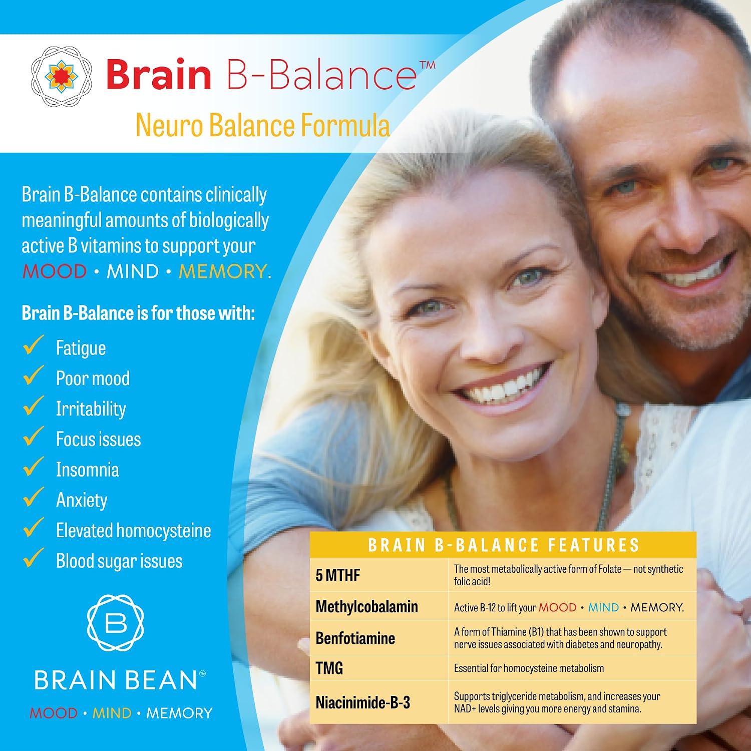 Brain B Balance: Complejo B Metilado - Fórmula Neurobalance - 60 Cápsulas Veganas
