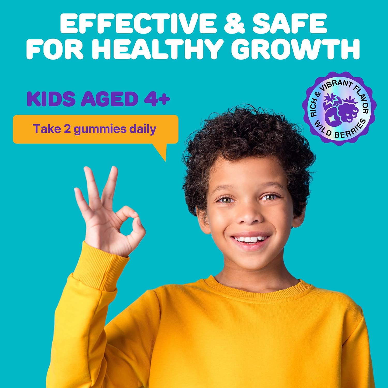 SILVERPEAKS Gomitas de Crecimiento para Niños – Complemento Multivitamínico con Calcio y Vitamina D – 60 Ud.