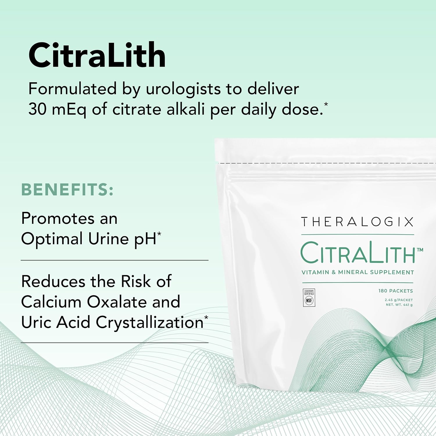 Theralogix CitraLith Suplemento Renal con Magnesio, Potasio y Vitamina B6 – 180 Sobres (90 Días)