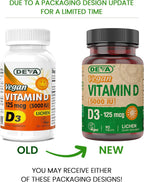 DEVA Vitamina D3 5000 UI - Suplemento Vegano a partir de Liquen, 90 Comprimidos