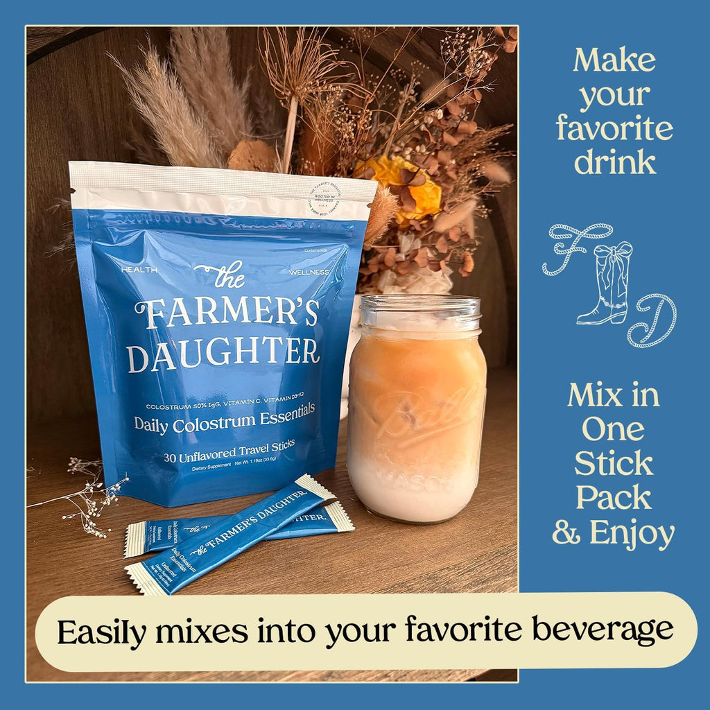 Polvo de Calostro Bovino The Farmer's Daughter | Sin Sabor | 30 Sobres Individuales