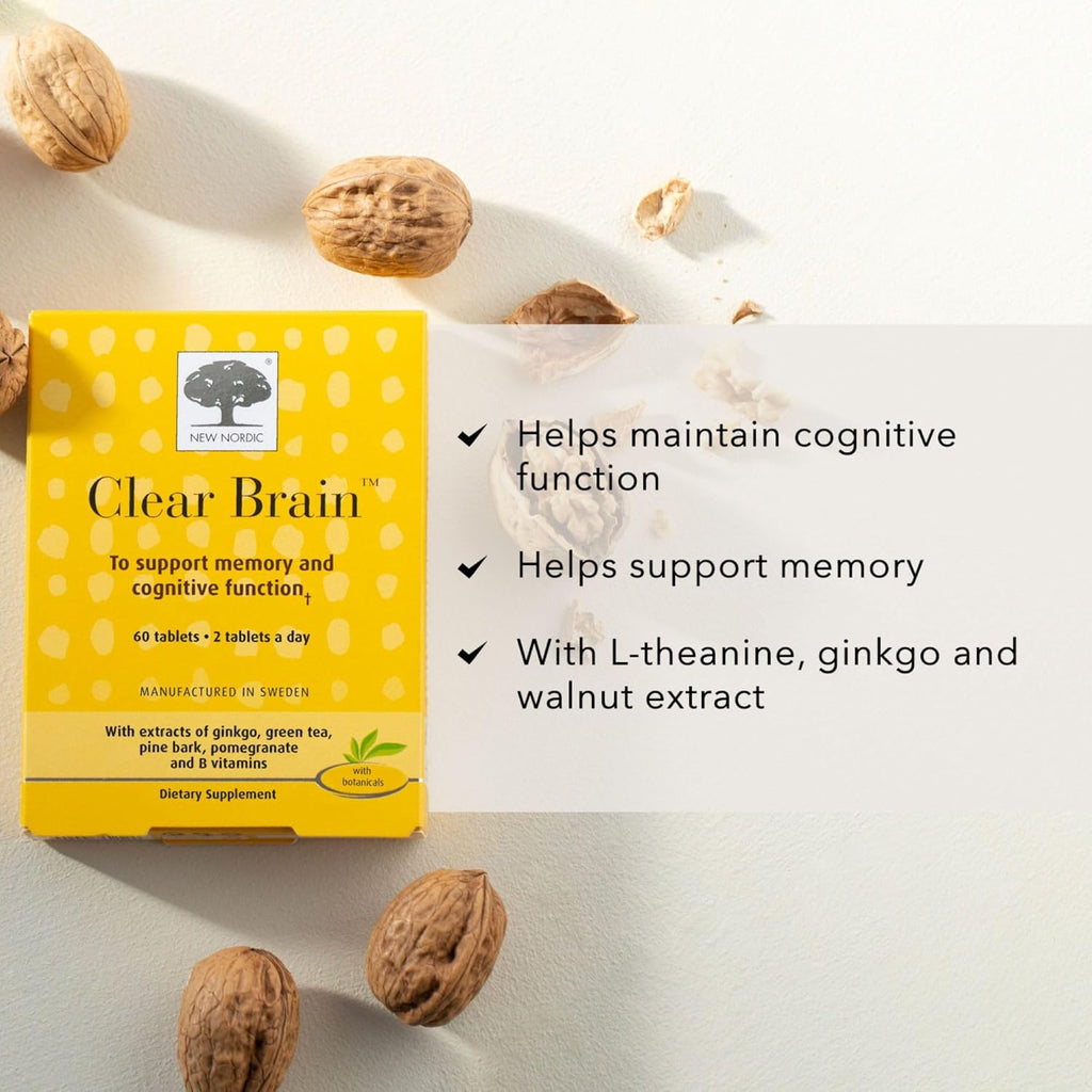 New Nordic Clear Brain Tablets, Cognitive Support and Memory, 60 Tablets