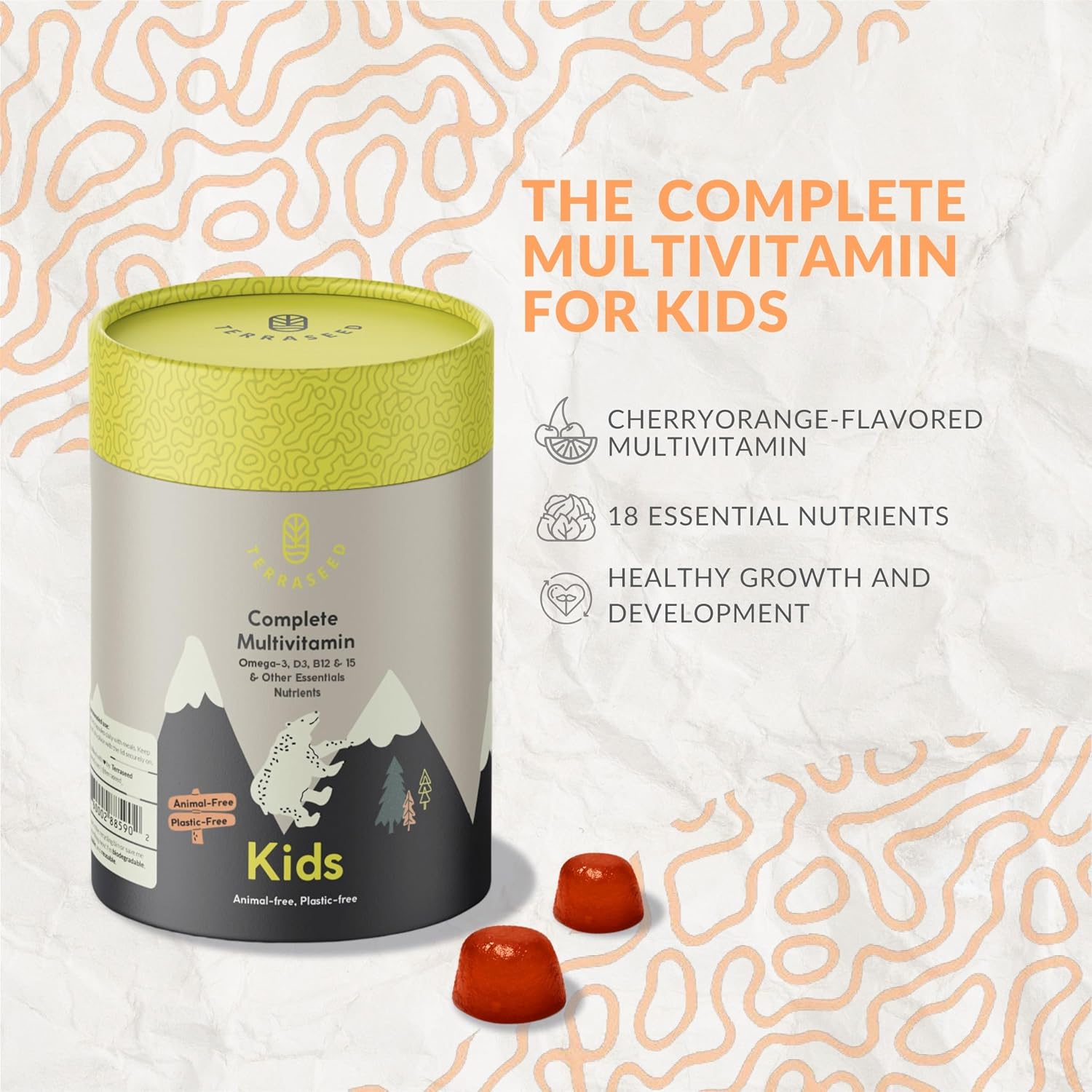 Gominolas Multivitamínicas Completas para Niños - con Omega 3,6,9, Vitamina B12, Ácido Fólico, Yodo, Vitamina C, Zinc - Multivitamínico Diario Vegano Premium para Niños 2+ (60 Gominolas)