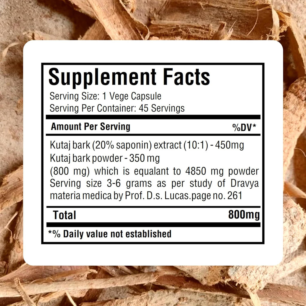 Kutaja Cápsulas Holarrhena Antidysenterica - Cuidado Digestivo, 45 Cápsulas Vegetales de 800 mg