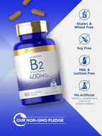 Carlyle Vitamina B-2 400 mg | 180 Cápsulas | Suplemento No Transgénico, Sin Gluten | B2 Riboflavina