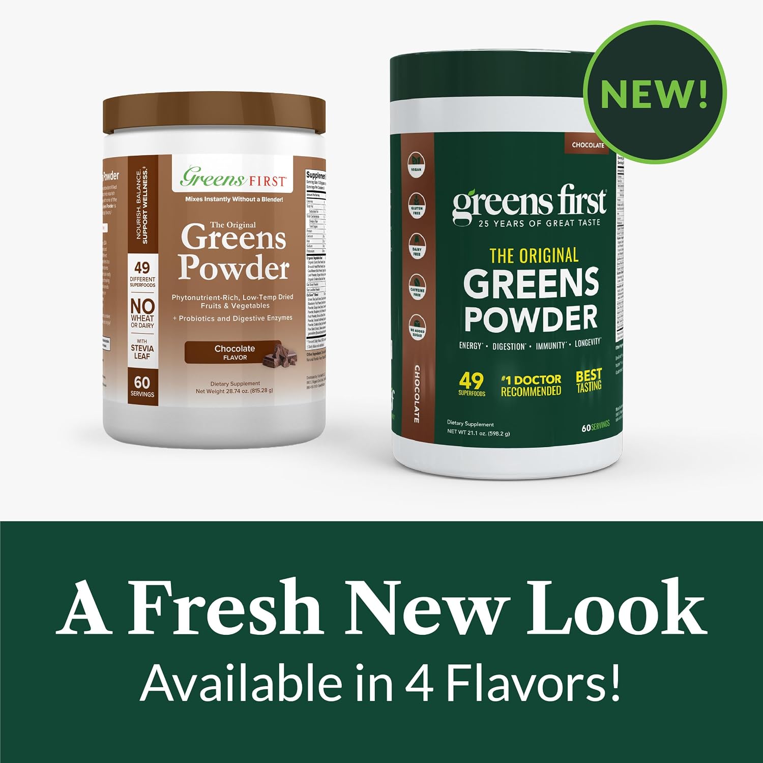 Greens First Original Greens Powder - 49 Superfoods - Chocolate - 60 Porciones
