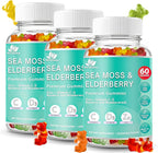Irish Sea Moss Gummies con Elderberry – Gominolas Veganas con Vitamina C, D y Zinc – Apoyo Inmunitario – 3 Paquetes