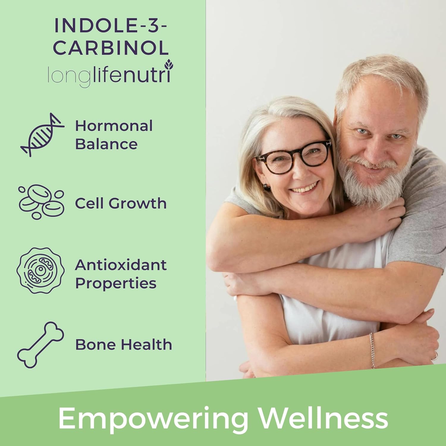 LongLifeNutri Indole-3-Carbinol 400mg – 120 Cápsulas Vegetales (4 Meses de Suministro)