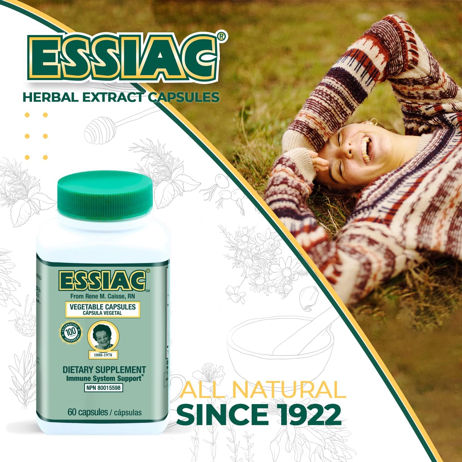 ESSIAC Tea Cápsulas de Extracto Herbal Natural - 60 Cápsulas