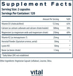 Vital Nutrients Osteo-Nutrients II - Apoyo Óseo y Cardíaco con Vitamina K2, D3, Calcio, Magnesio y Boro - 240 Cápsulas Vegetales