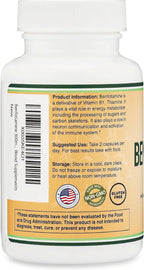 Benfotiamina 300mg por dosis (120 cápsulas, 150mg por cápsula) - No Transgénico, Sin Gluten, Vegano - Double Wood