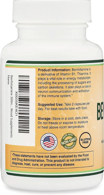 Benfotiamina 300mg por dosis (120 cápsulas, – Mantenimiento de la función cardíaca normal. – Image 4