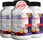 Gluco Proven Max – Suplemento diario con vitaminas, minerales y hierbas – Cromo, Magnesio, Banaba, Melón amargo y Zinc – No GMO, sin gluten – 180 cápsulas