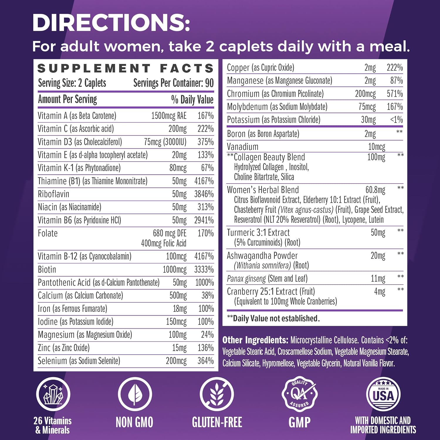 Vitamin World Ultra 360 Multivitamínico para Mujeres con Colágeno y Hierbas - 180 Comprimidos
