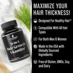 Hair Thickness Maximizer - Vitaminas Veganas 11 en 1 para Cabello, con 5000mcg de Biotina, Zinc y Semilla de Calabaza