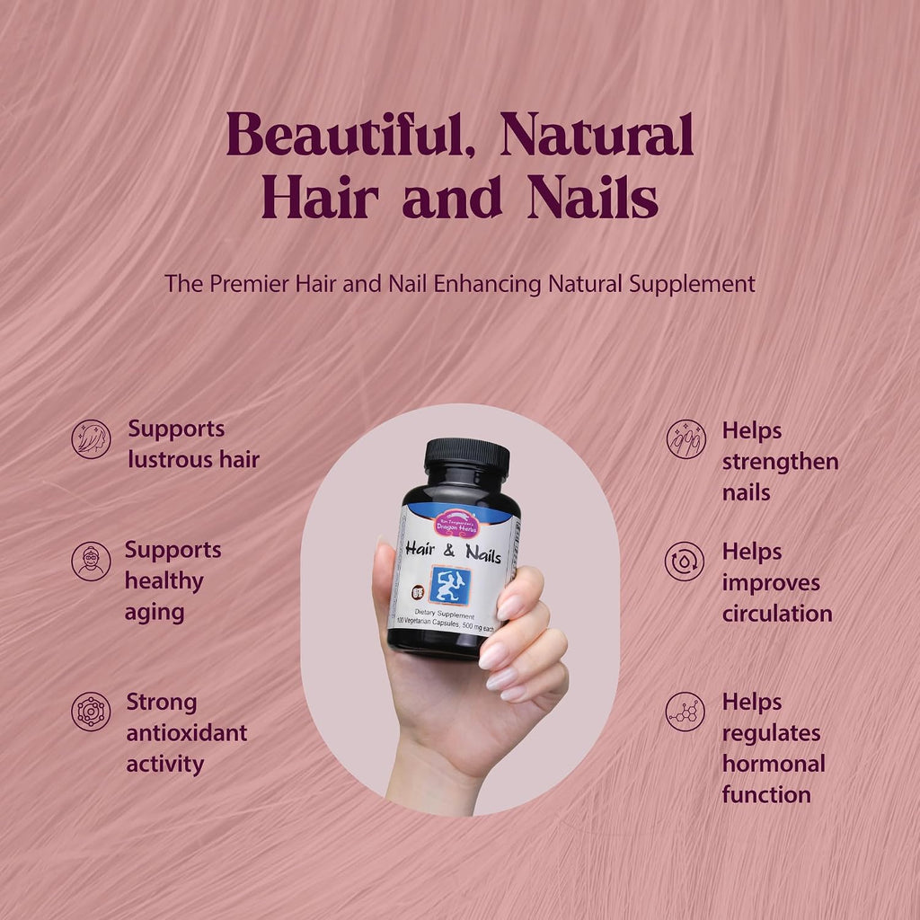 Dragon Herbs Hair and Nails, 100 Cápsulas (500 mg por cápsula)