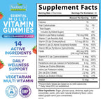Multivitamin Gummies para Adultos - Multivitamínico Completo en Gominolas para Mujeres y Hombres - Vitaminas A, C, D, E, B12 y Zinc - 60 Gominolas Vegetarianas