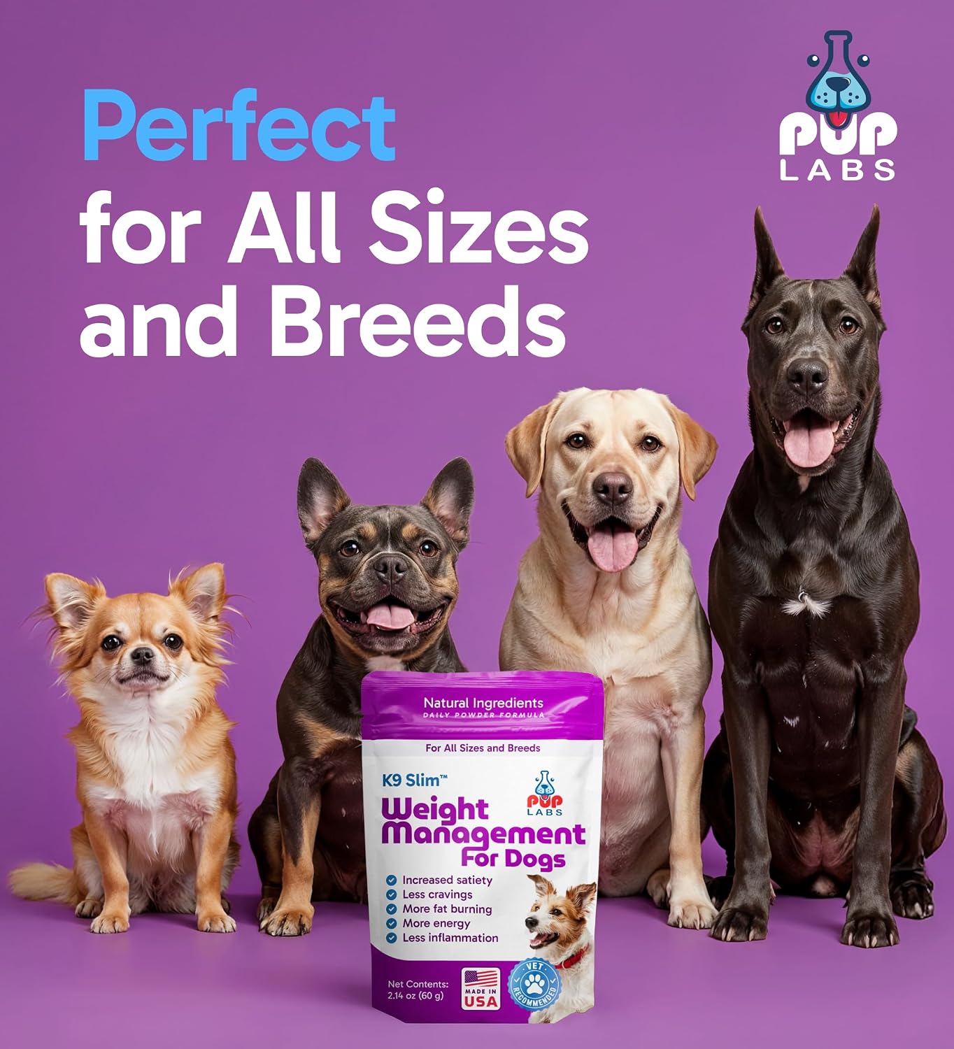 K9 Slim Suplemento para Adelgazar Perros, Topper Natural para Control de Peso, 2.14 oz