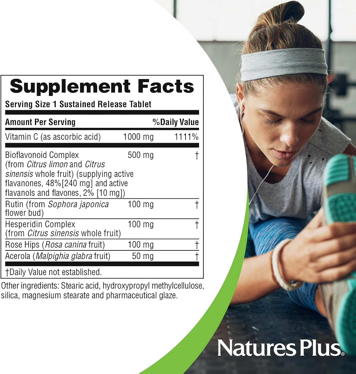 NaturesPlus Super C Complex - 1000 mg de Vitamina C + 500 mg de Bioflavonoides - Liberación Prolongada - 60 Comprimidos