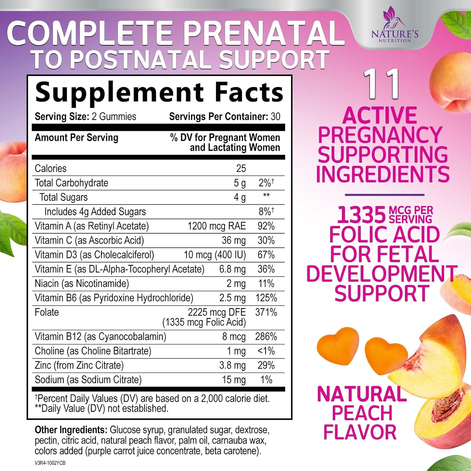 Gomitas Prenatales con Ácido Fólico y Vitaminas - Nature's Nutrition