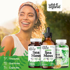 Wild & Organic Sea Moss Drops - Tintura multimineral de musgo irlandés y fucus - Vegano, sin alcohol ni azúcar - 118 ml