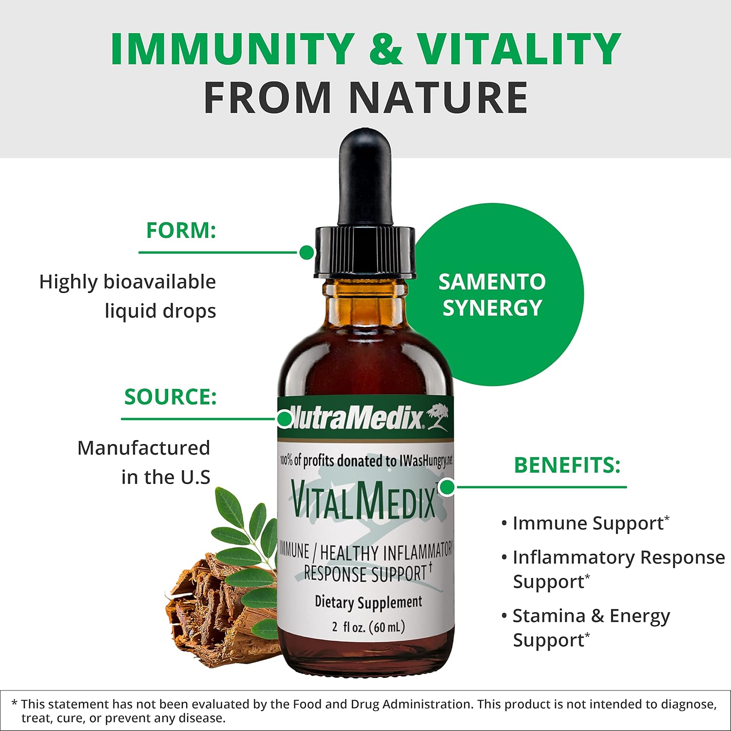 NutraMedix VitalMedix - Extracto de Uña de Gato y Moringa - 2 oz (60 ml)