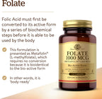 Solgar Folato 1000 mcg, 120 Comprimidos - Metafolín Bioactivo - Vegano, Sin Gluten, Sin Lácteos, Kosher