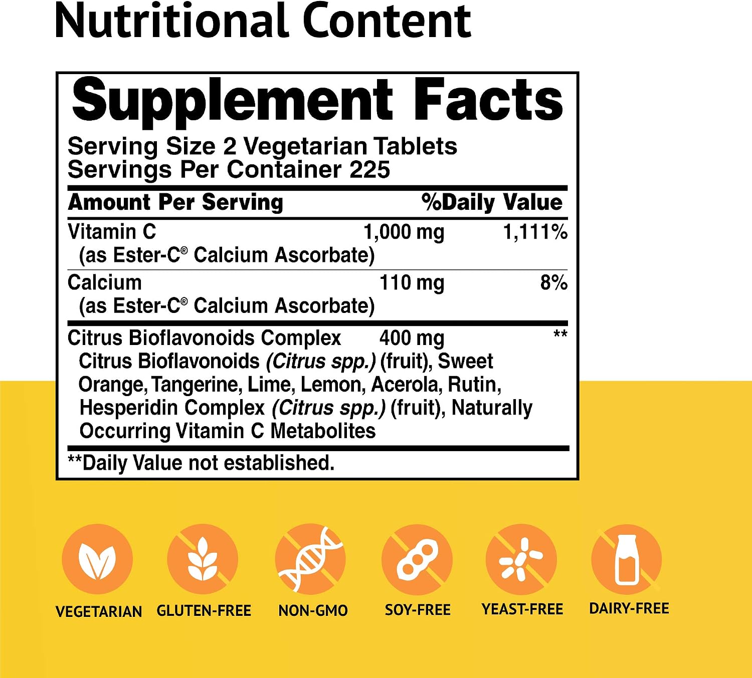 Ester-Vitamina C con Bioflavonoides Cítricos 500 mg - 450 Comprimidos Vegetales