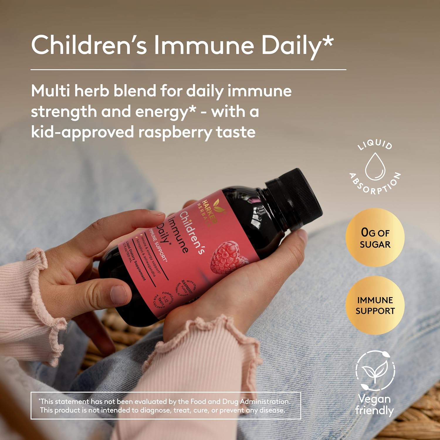 Children's Immune Daily Syrup - Jarabe Inmunológico Infantil con Astrágalo, Codonopsis, Ashwagandha y Regaliz, Sabor Menta Natural - 150 ml (30 dosis)