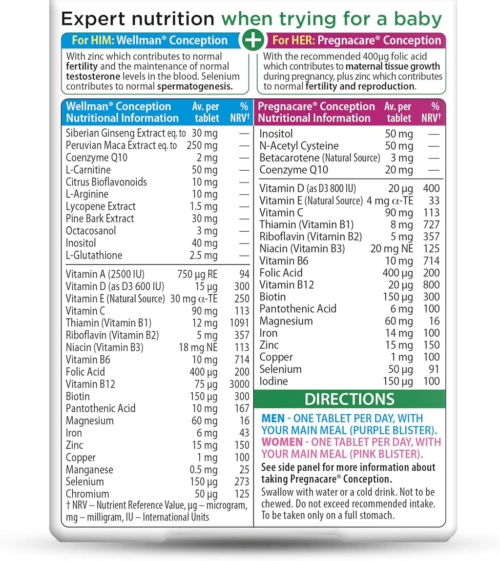 Vitabiotics Pregnacare Concepción para Él y para Ella - 2x30 Comprimidos