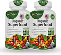 AAMATEC LIFE Superalimentos Orgánicos Verduras y Frutas - 120 Comprimidos (Paquete de 2)