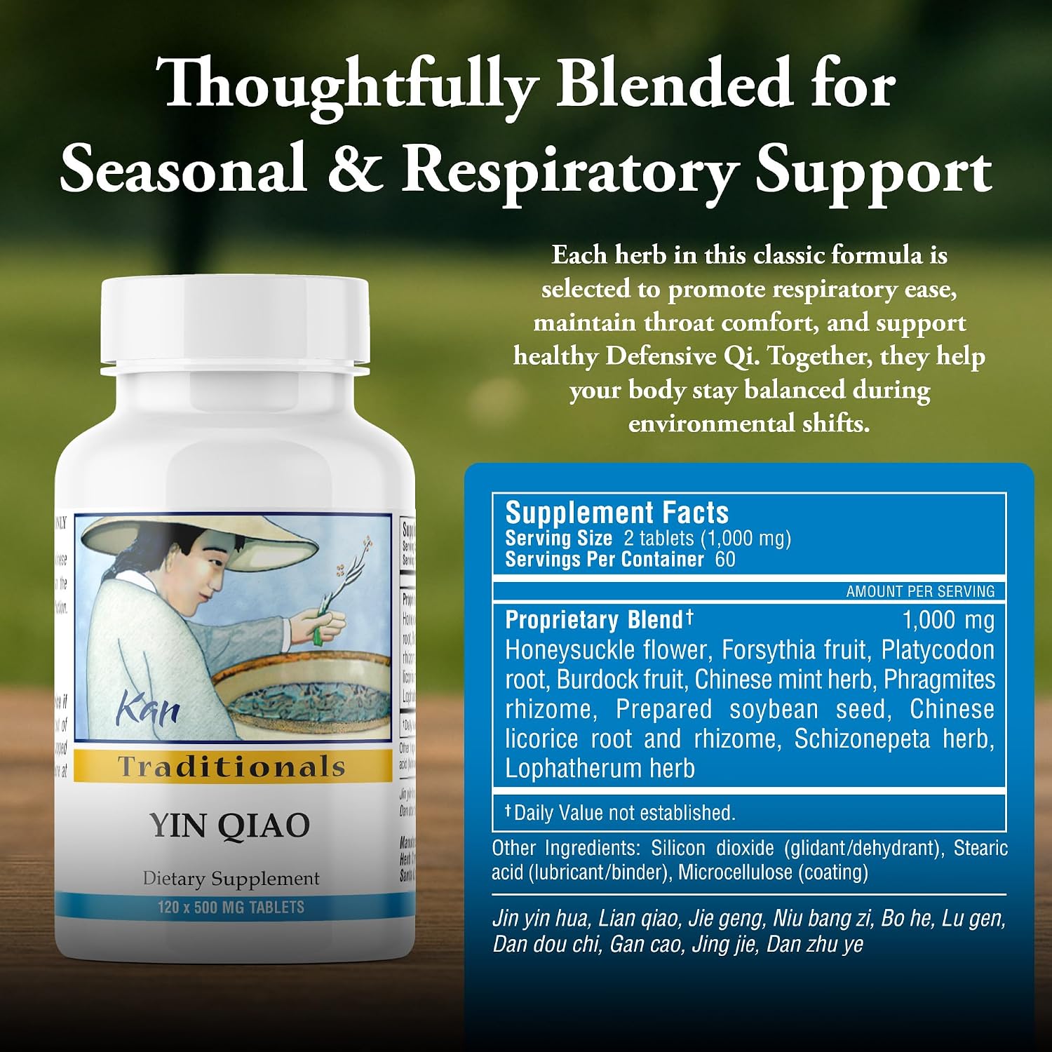 Kan Herbs Yin Qiao – Fórmula Herbal Tradicional China, 120 Comprimidos