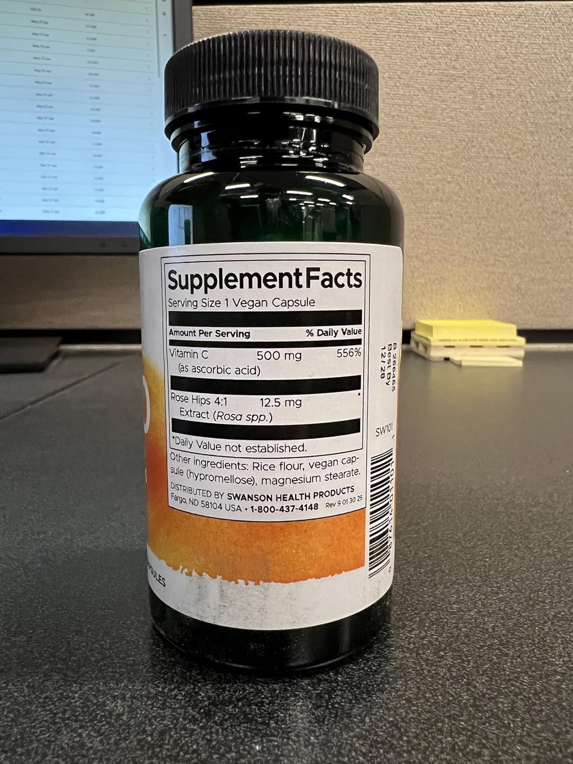 Swanson Vitamina C con Rosa Mosqueta, 500 mg, 100 Cápsulas